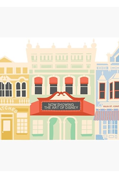 Universal Διακοσμητική Ξύλινη Αφίσα Τέχνης Main St USA