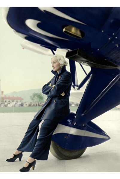 Universal Poster decorativ din lemn cu Carole Lombard și avionul