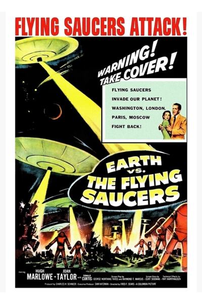 Universal Γη εναντίον των Ιπτάμενων Πιάτων (1956) Ξύλινη Διακοσμητική Αφίσα Ζ...