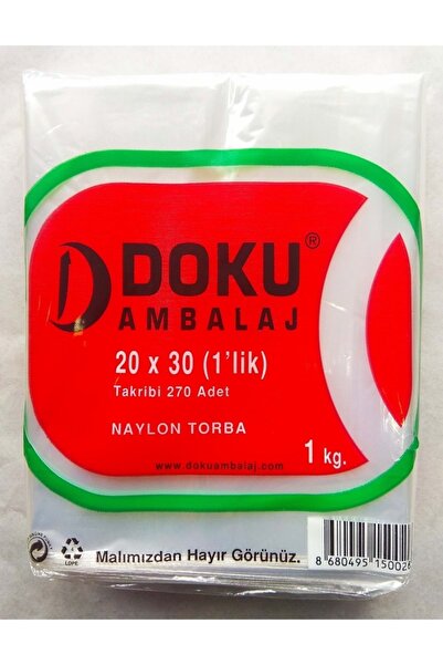 Doku Naylon Bakkaliye Torbası 20x30 cm