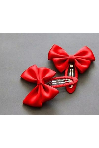 MİNELLASTORE Children's 2-Piece Snap Buckle Red Ribbon Detailed April 23