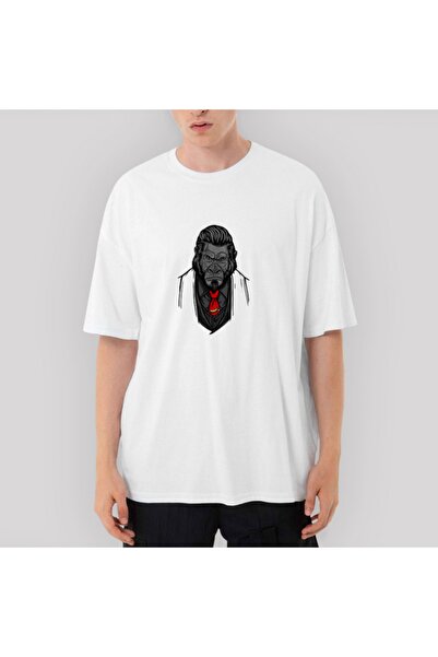 Z zepplin Λευκό μπλουζάκι Gorilla Illustration oversized