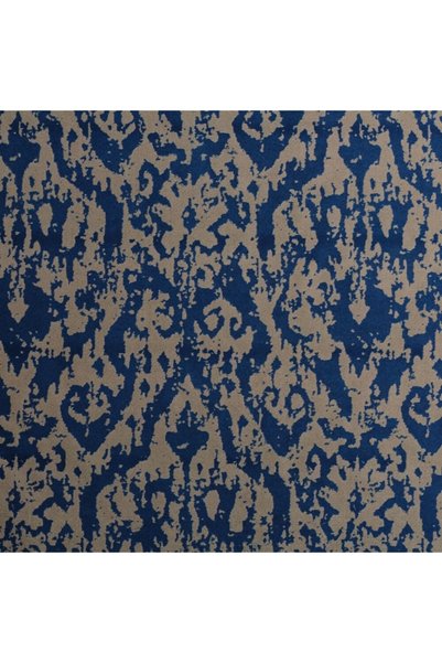 benimol Krem Lacivert Damask Desen Dijital Baskılı Süet Kumaş