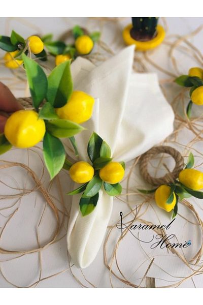 Karamelhome Lemon Cluster 12-Piece Napkin Ring Ring