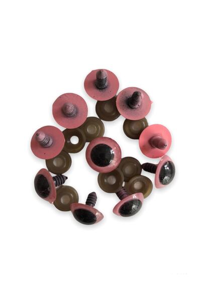 alfa tasarım atölyesi Amigurumi Vidali Göz Pembe Renk 20 mm 10 Adet