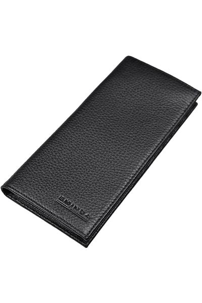 Eminsa Black Genuine Leather Wallet, Leather Wallet with Snap Fasteners