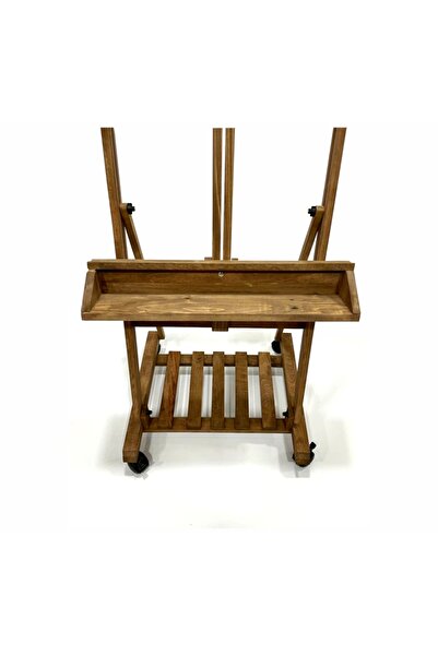 DECOLFİN Ahşap Şovale Tekerlekli Kare Ayaklı H Tipi Boyalı