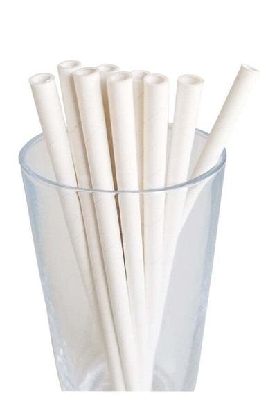 Bursa Pipet 100 White Paper Straws Frozen Paper Straws