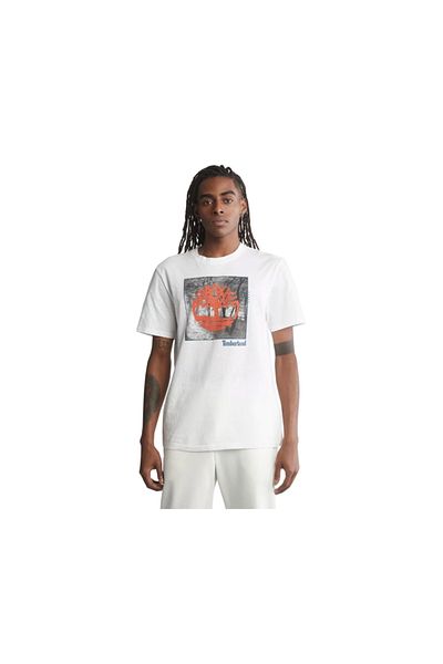 Timberland Ss Fabric Graphic Tee Ανδρικό μπλουζάκι casual Tb0a26t31001 Λευκό