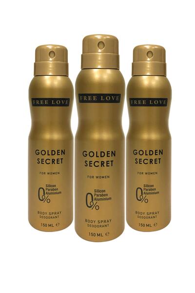 FREE LOVE Golden Secret Kadın Deodorant 150 ml 3 Adet