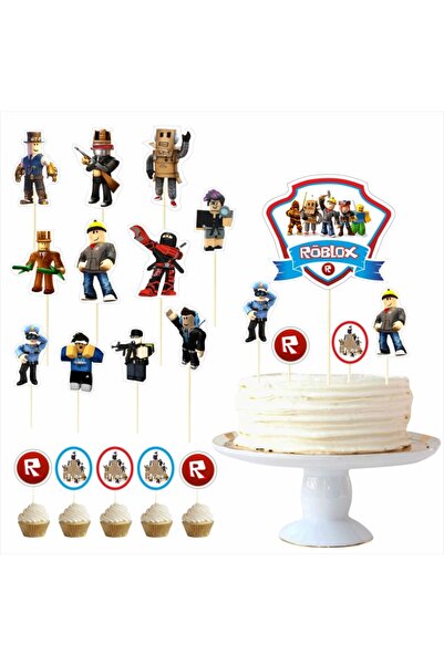 SİYAH PARTİ EVİ Roblox Doğum Günü Pasta Süsü Kürdan Seti