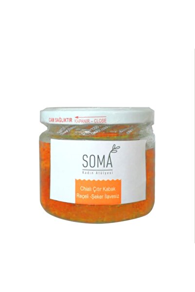 Soma Kadın Atölyesi Somakadın Çıtır Kabak Tatlısı Chialı Şeker Ilavesiz Katkısız Ev Yapımı 300 gr Şekersiz Reçel Cam Kav