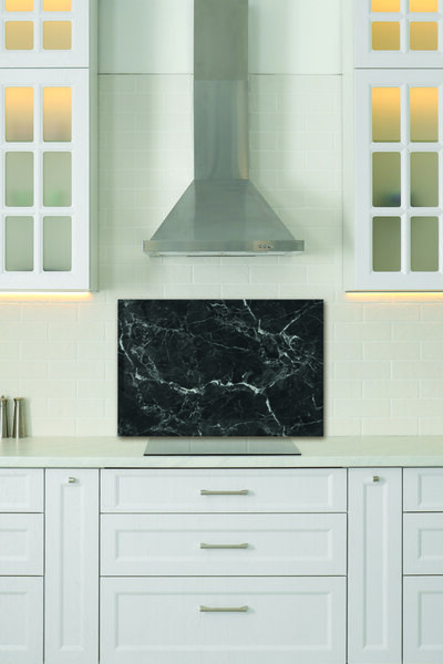 Abant Glass Cam Ocak Arkası Koruyucu | Koyu Gri Mermer | 40cm X 60cm