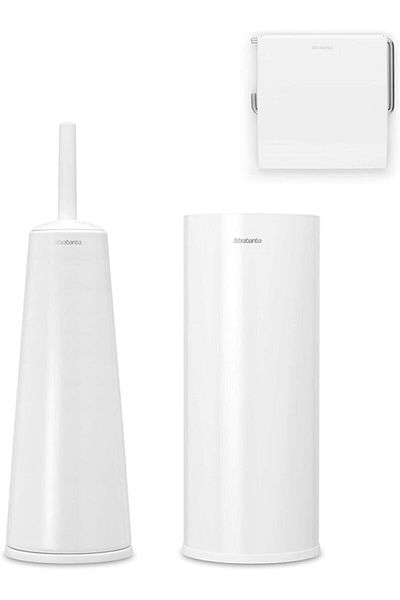 Brabantia Stainless Steel Brabantia Renew Toilet Set 3 Pieces 280627   White 3 Pieces