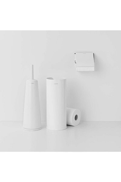 Brabantia Stainless Steel Brabantia Renew Toilet Set 3 Pieces 280627   White 3 Pieces
