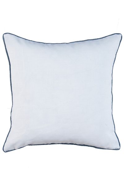 caka home design Embroidered Throw Pillow Cover Bias Anchor ( Ecru / Navy Blue Embroidery )