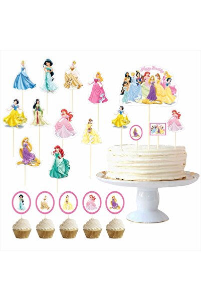 SİYAH PARTİ EVİ Prensesler Doğum Günü Pasta Süsü Kürdan Seti