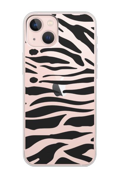 Spoyi Iphone 13 Uyumlu Zebra Tasarımlı Şeffaf Telefon Kılıfı