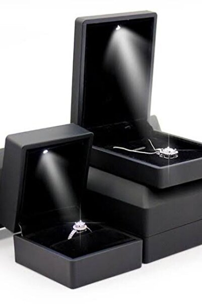 Crystal Diamond Zirconia Işıklı Kutuda Sarı Beştaş & Tektaş Yüzük