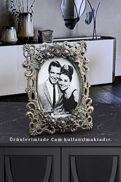 Seniste Porto Dekoratif Resim Çerçevesi Eskitme Gümüş Tekli Polyester 13x18 Cm