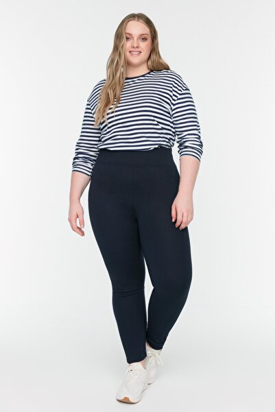 Trendyol Curve Sötétkék kötött harisnyanadrág TBBSS22TA0021