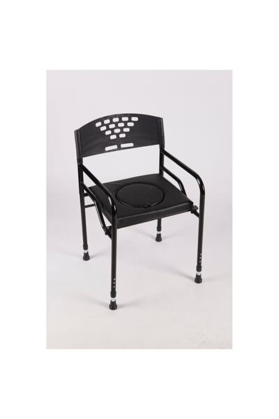 MEDİKALCİM Deri Döşemeli Katlanır Hasta Klozeti Siyah Klozet