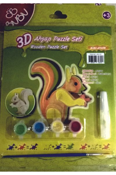 Bubu 3d Wooden Puzzle+painting Set Squirrel