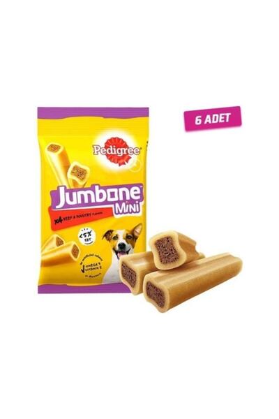 Pedigree 6 Adet - Jumbone Mini Beef Köpek Ödülü 160 Gr