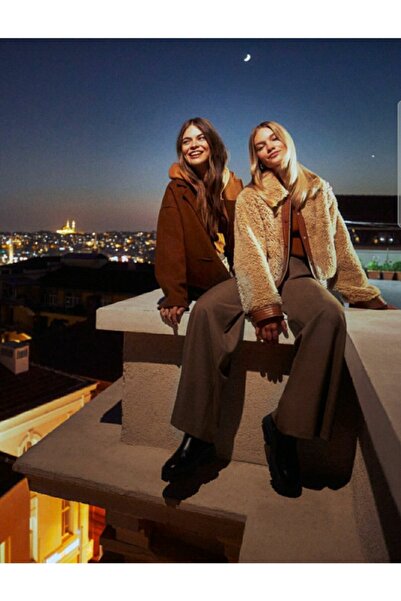 Trn JNS Brown 90's Lycra Super High Waist Loose Jeans Palazzo Trousers(SUPER HIGH) Wide Leg