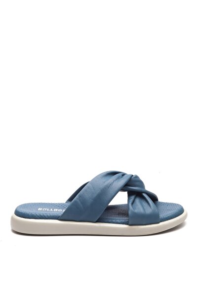 Bulldozer Find-221512 Leather Blue Women's Slippers