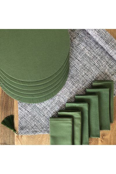 desen izmir American Serve, Wicker 6 Plates, 6 Napkins and Runner