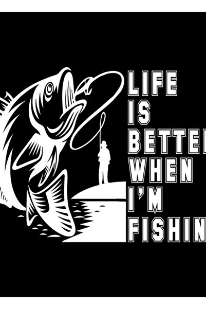 Universal Ξύλινη Αφίσα Ζωγραφικής: Η ζωή είναι πιο όμορφη όταν πιάνεις ψάρια