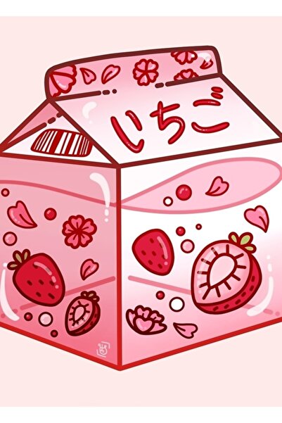 Universal Διακοσμητική ξύλινη αφίσα με φράουλες και γάλα σε σχέδιο χαρτοκιβωτίου