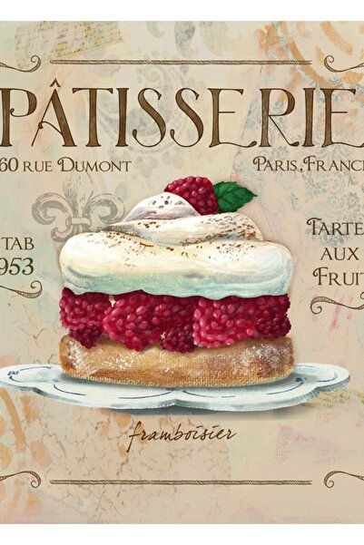 Universal Fransız Pastanesi Pastane Vintage Görünüm Tablo Ahşap Poster Dekoratif