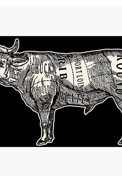 Universal Kasap Tablosu: Inek Sürümü Tablo Ahşap Poster Dekoratif