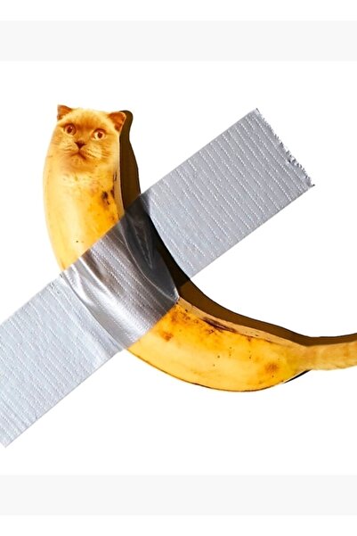 Universal Διακοσμητική Ξύλινη Αφίσα Τέχνης με Μπάντα Μπανάνας και Γάτα