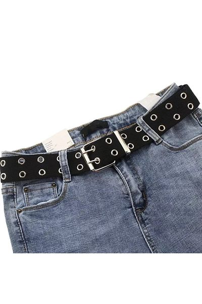 Köstebek Harajuku Streetwear Double Hole Canvas Buckle Belt