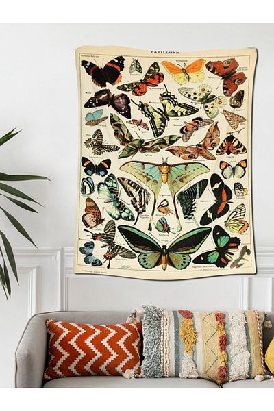 Buka Shops Tapiserie de perete din catifea Fluture Vintage 70x100 cm
