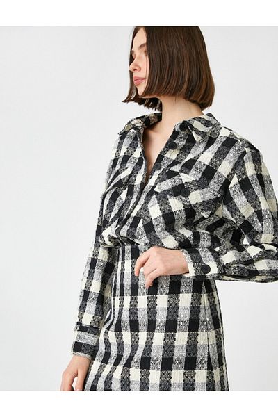 Koton Karierte Jacke mit Taschen