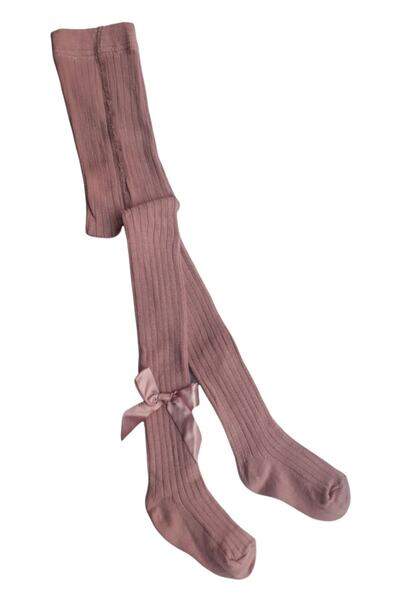 Meguca Socks Kız Çocuk / Bebek Pamuklu Kışlık Kendinden Desenli Fiyonklu Külo...