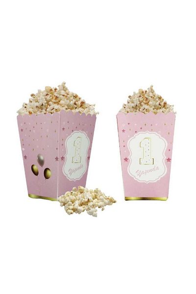 Big Party 1 Year Old Girl Themed Corn Box 8 Pieces