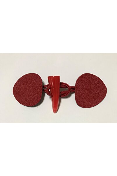 Öztürk Deri Biritli Polyester Damarlı Boynuz Çoban Düğme 5.2x1.8cm. KIRMIZI.