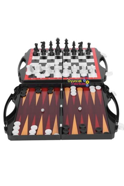 Miajima Game Set Chess-Checkers-Backgammon Large Size 3 Piece