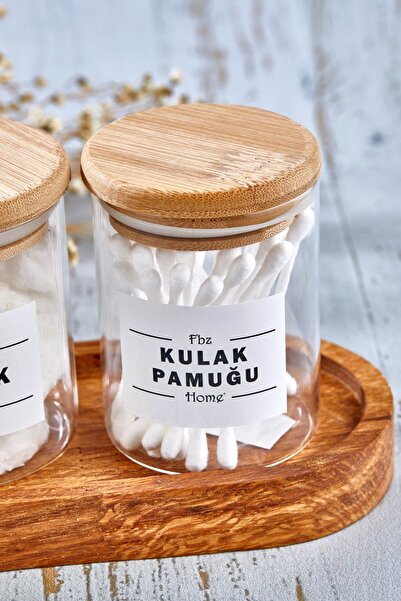 FBZhome Декоративна скляна вушна вата та ватяна коробка з підставкою з 2 частин