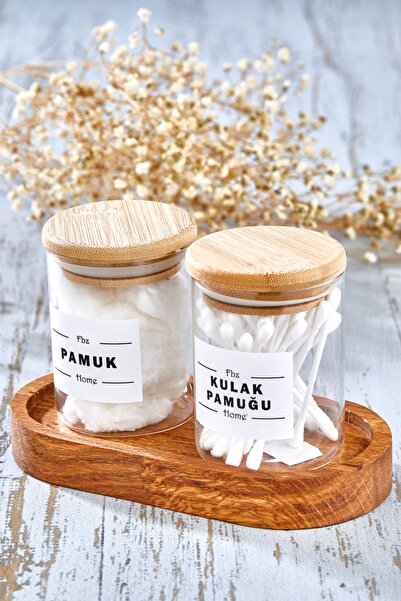 FBZhome Декоративна скляна вушна вата та ватяна коробка з підставкою з 2 частин