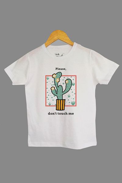 Raf Coll Tricou alb tricotat pentru copii Cactus Front Printed Digital