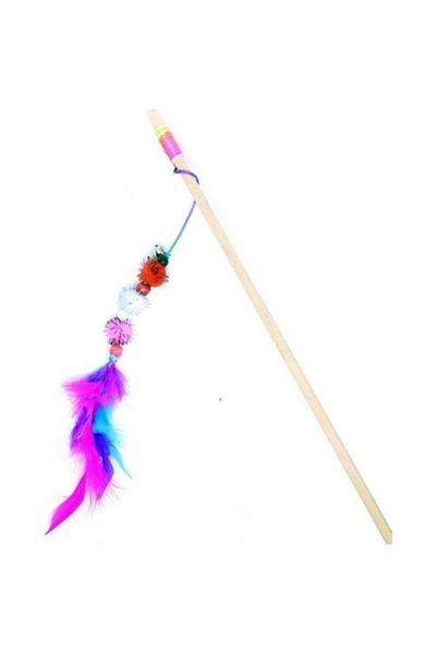 Badem Akvaryum Pompom and Feather and Bell Cat Fishing Rod 50 cm