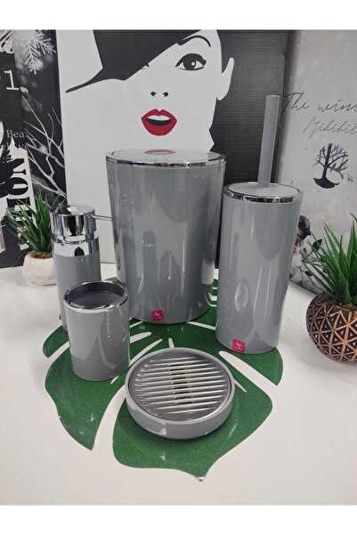 Prima Nova Lenox Gray Acrylic Bathroom Set - 5 Pieces