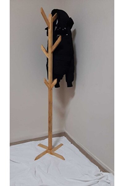 Uzel Masif Ahşap Meşe Renkli El Yapımı Ofis Askılık Portmanto Düz Ayak