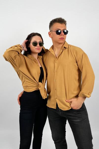 PUMP BUTİK Unisex Hardal Oversize Aerobin Gömlek